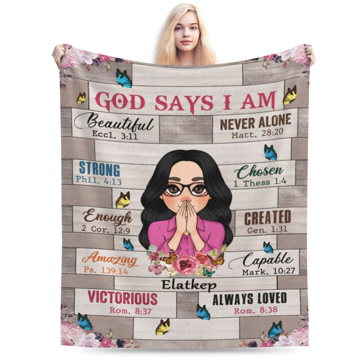 God Says I Am Floral - Personalized Blanket