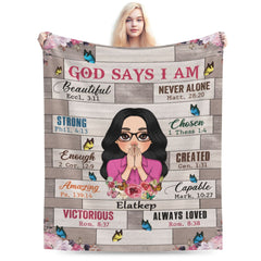 God Says I Am Floral - Personalized Blanket