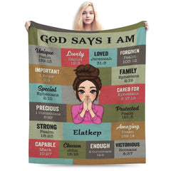 Vintage God Says I Am - Personalized Blanket