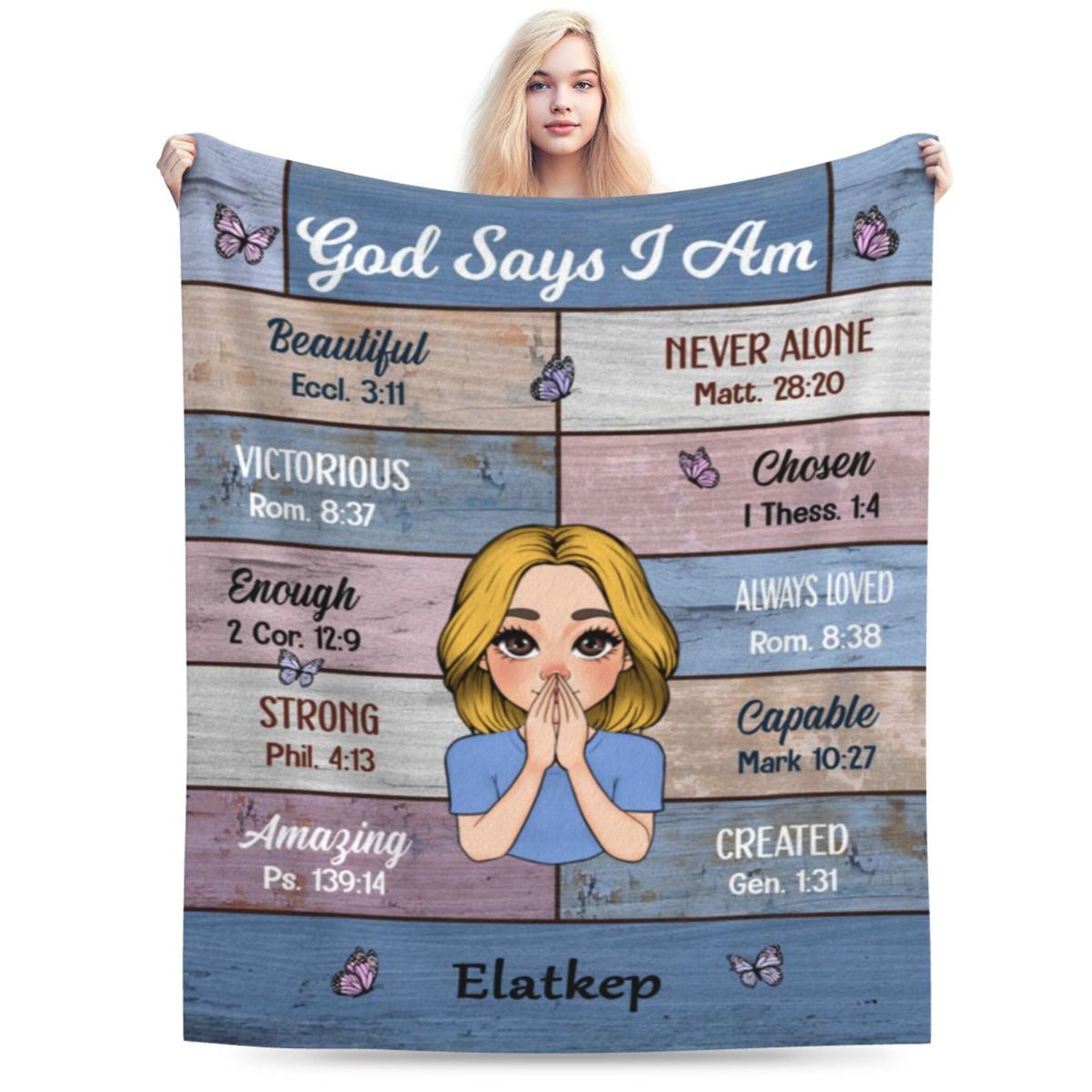 God Says I Am Blue - Personalized Blanket