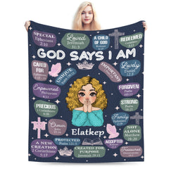 God Says I Am Dark Blue - Personalized Blanket