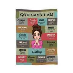 Vintage God Says I Am - Personalized Blanket