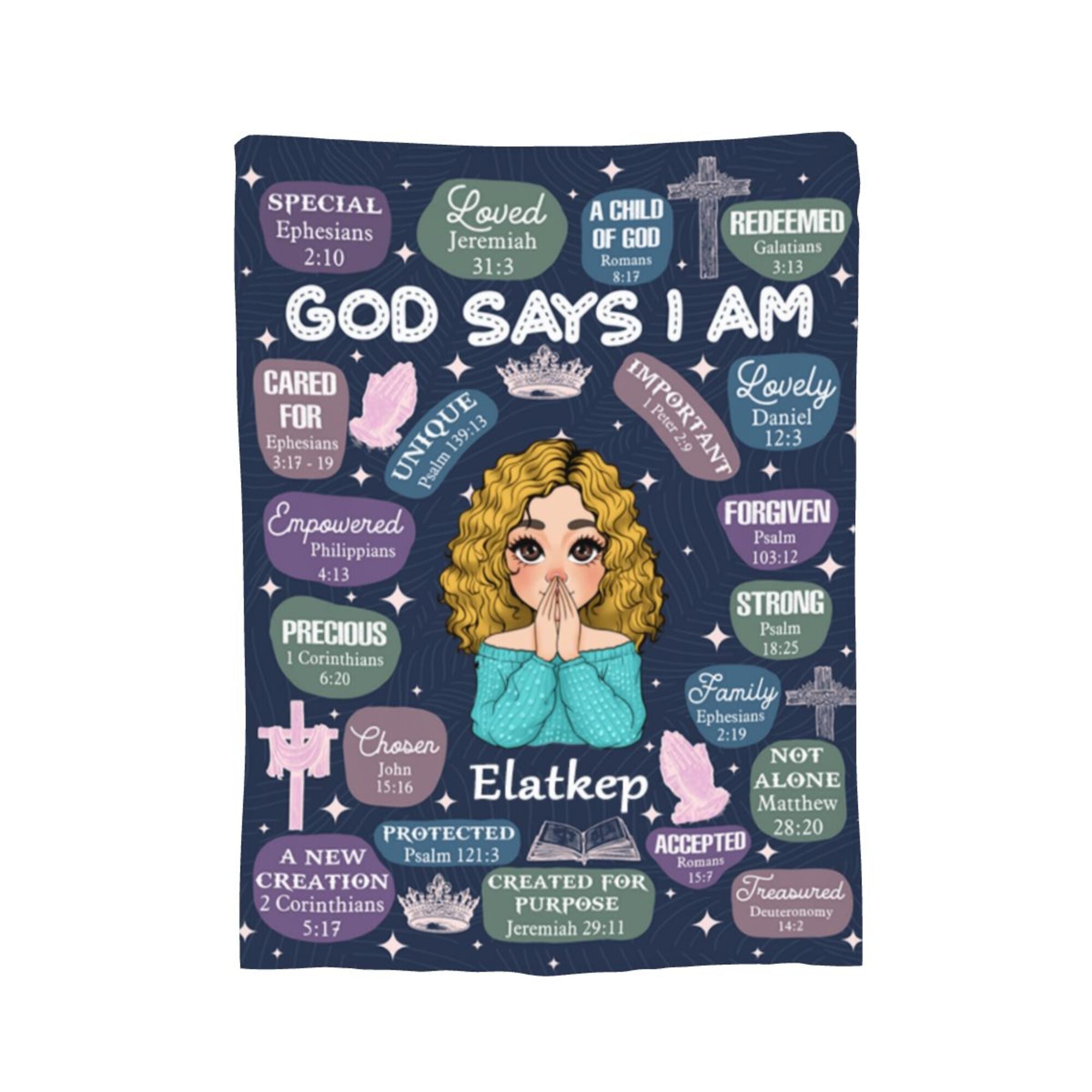 God Says I Am Dark Blue - Personalized Blanket