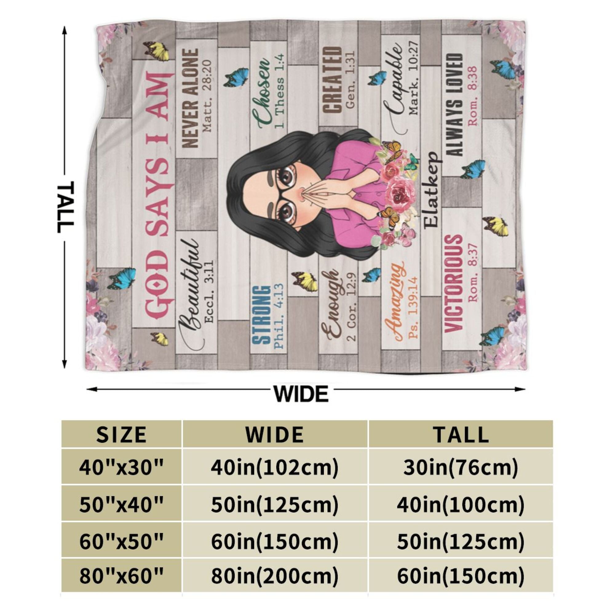 God Says I Am Floral - Personalized Blanket