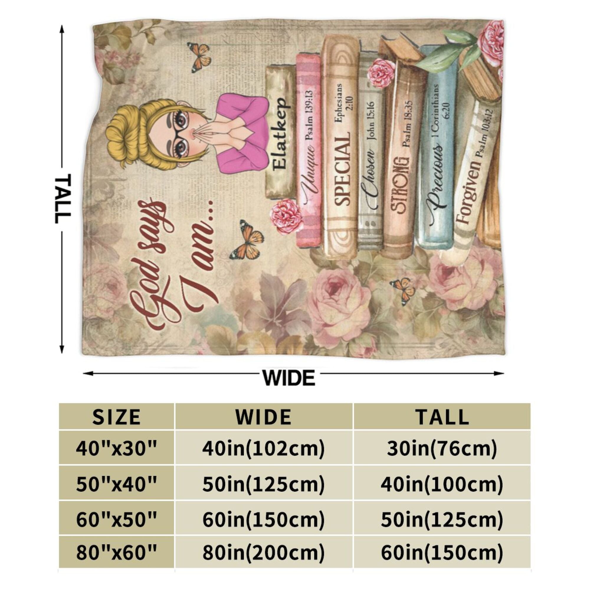 God Says I Am With Books Flowers - Personalized Blanket