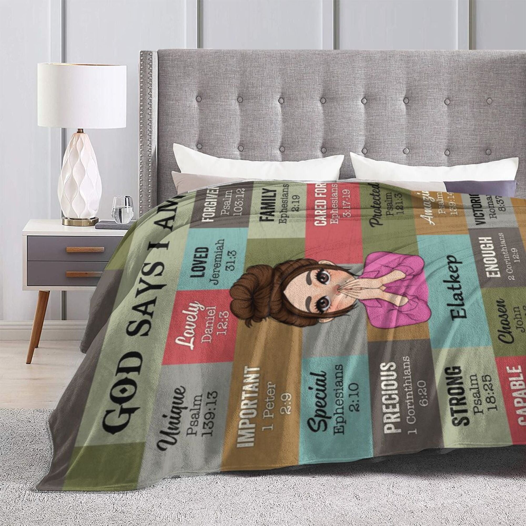 Vintage God Says I Am - Personalized Blanket