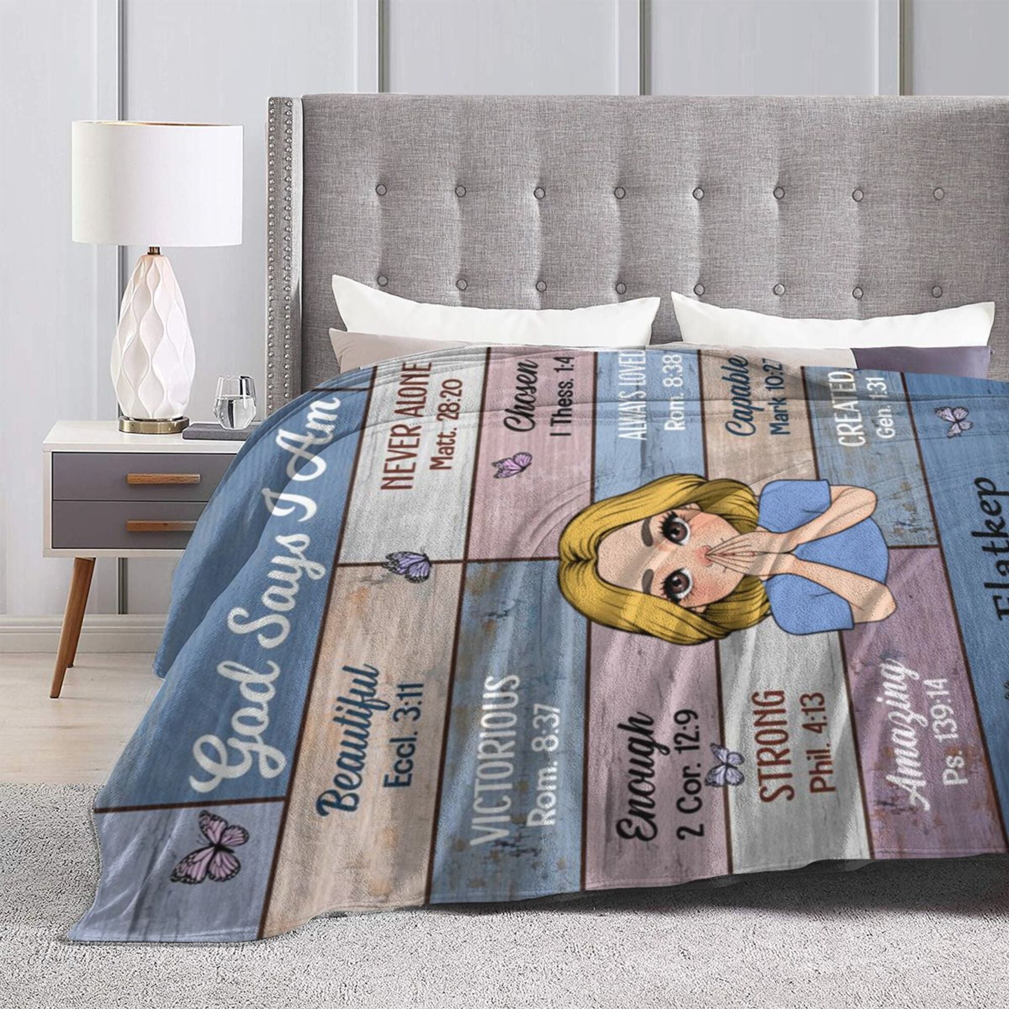 God Says I Am Blue - Personalized Blanket