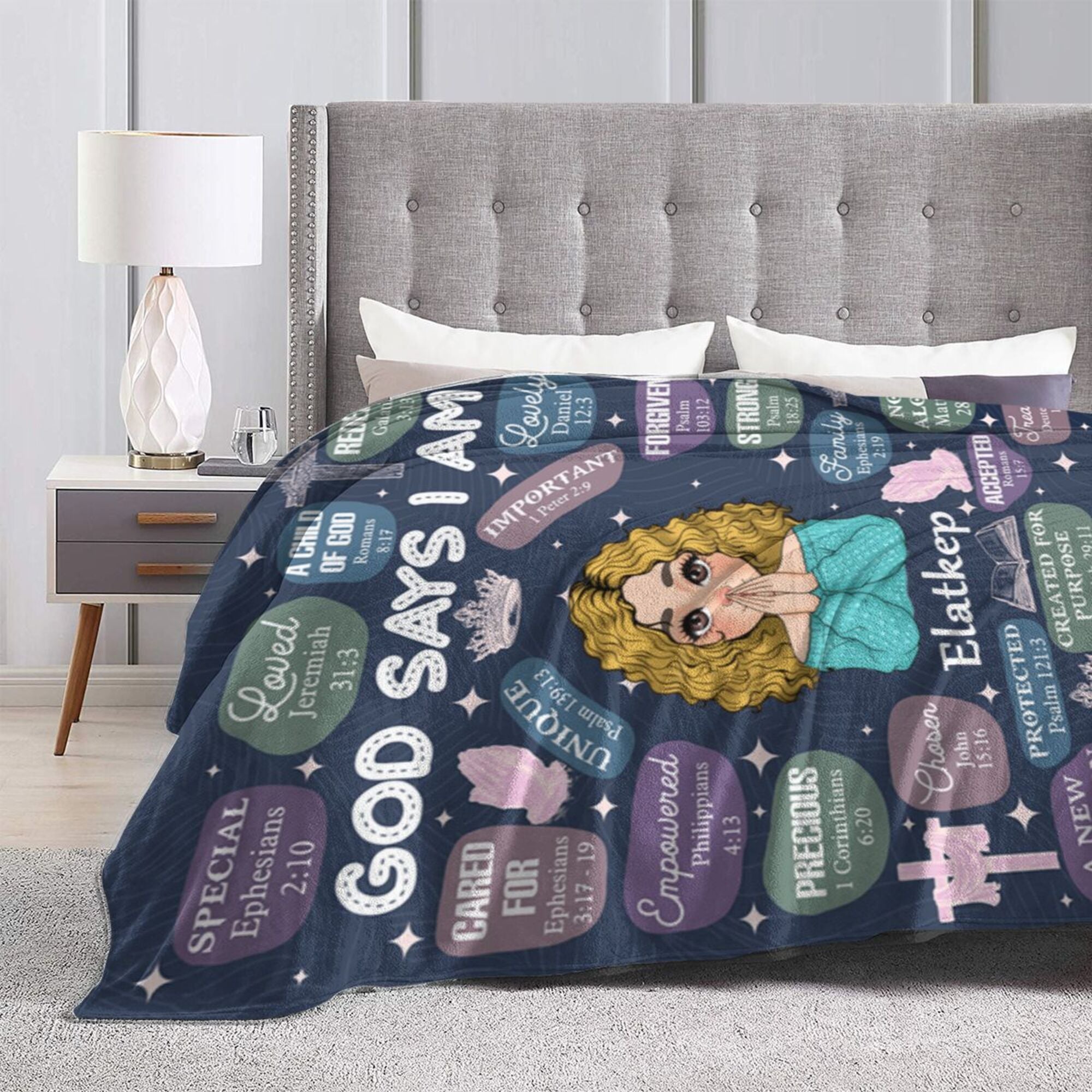 God Says I Am Dark Blue - Personalized Blanket