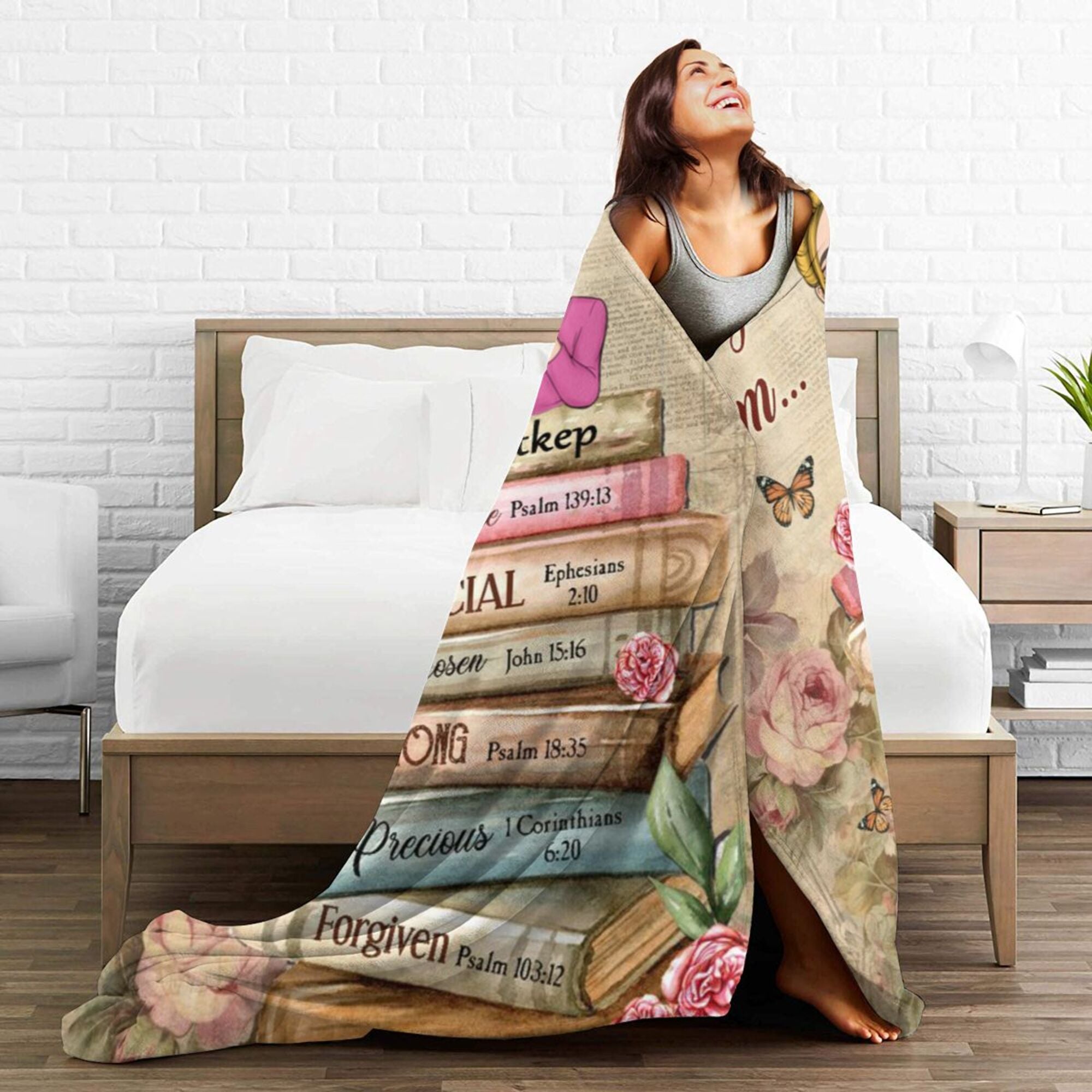 God Says I Am With Books Flowers - Personalized Blanket