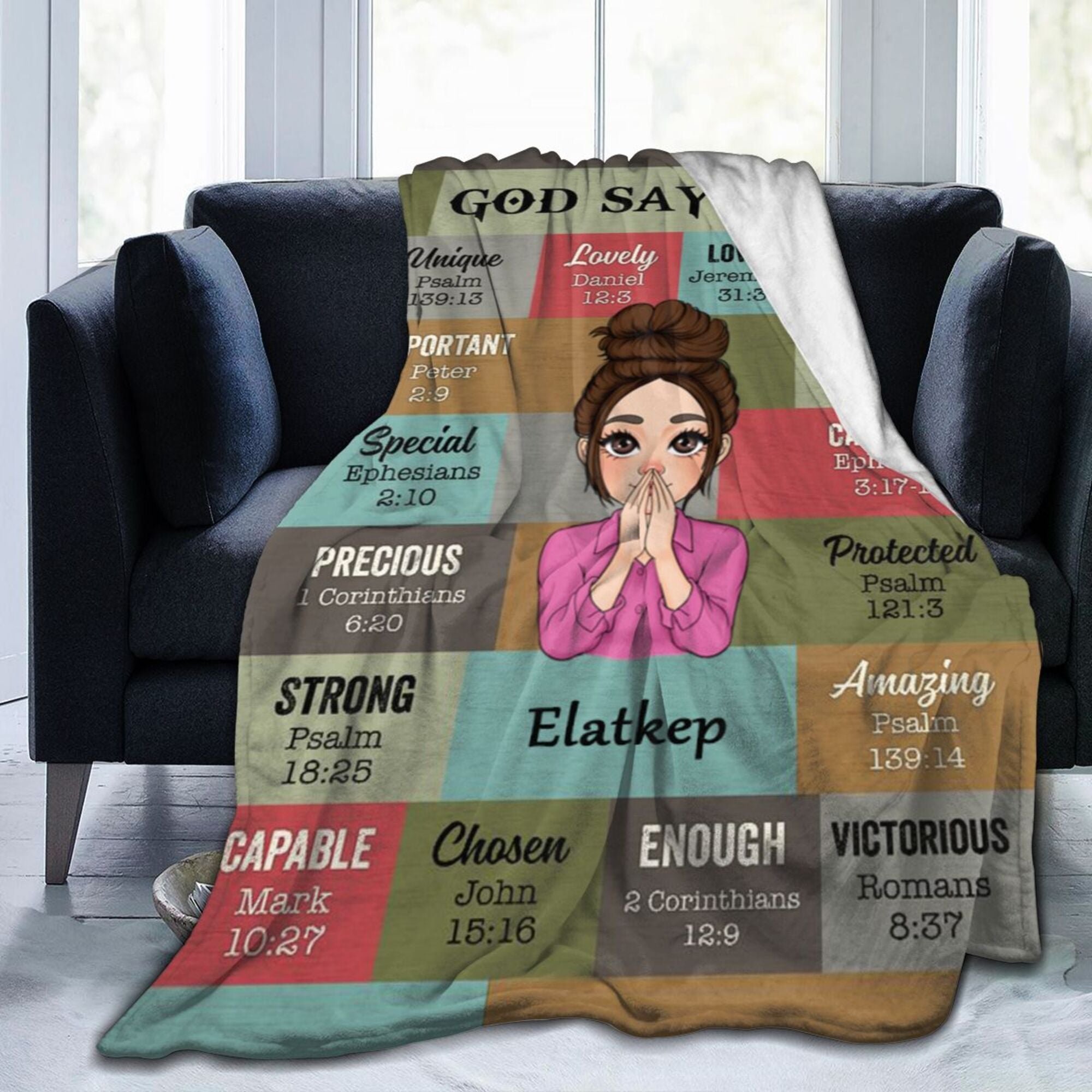 Vintage God Says I Am - Personalized Blanket