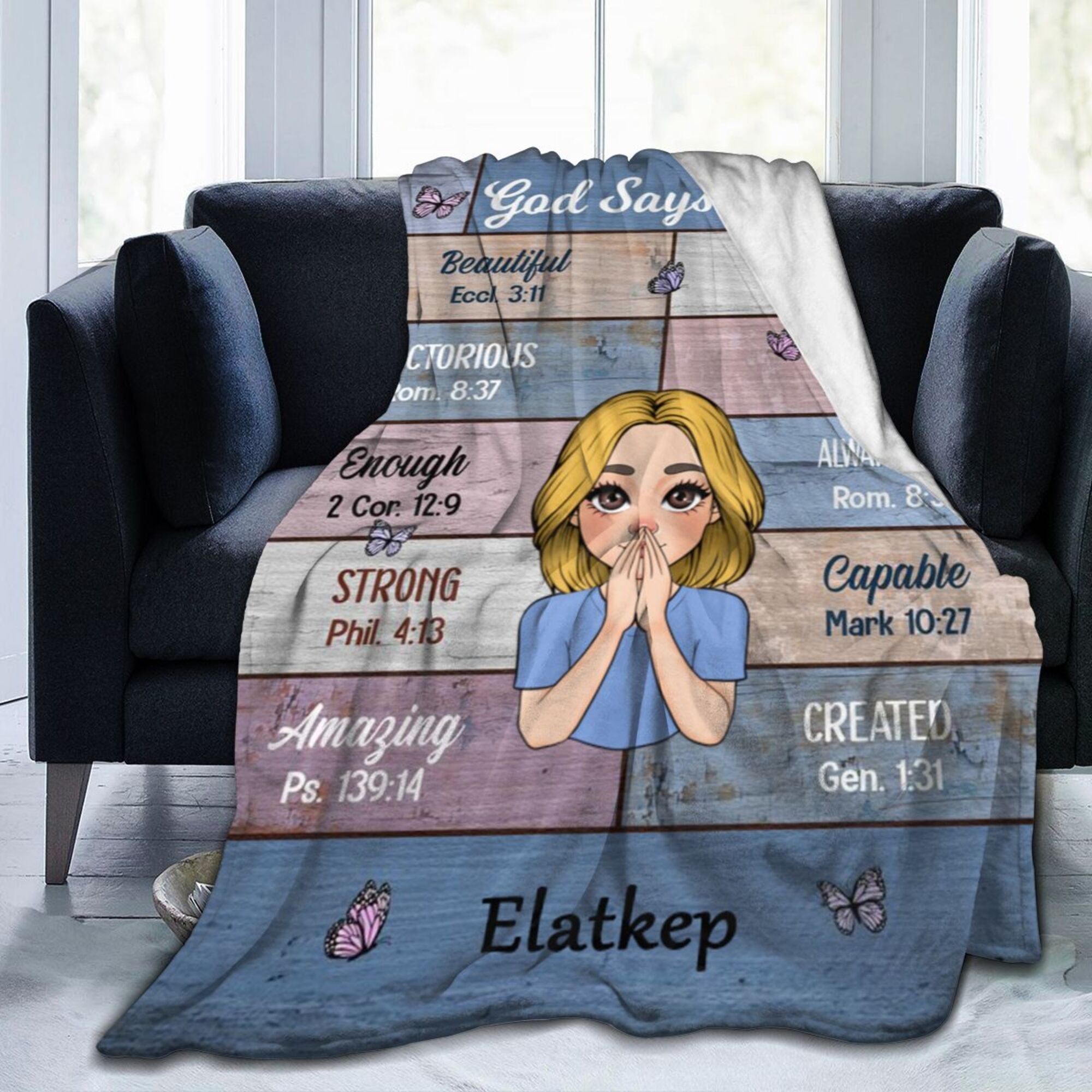 God Says I Am Blue - Personalized Blanket