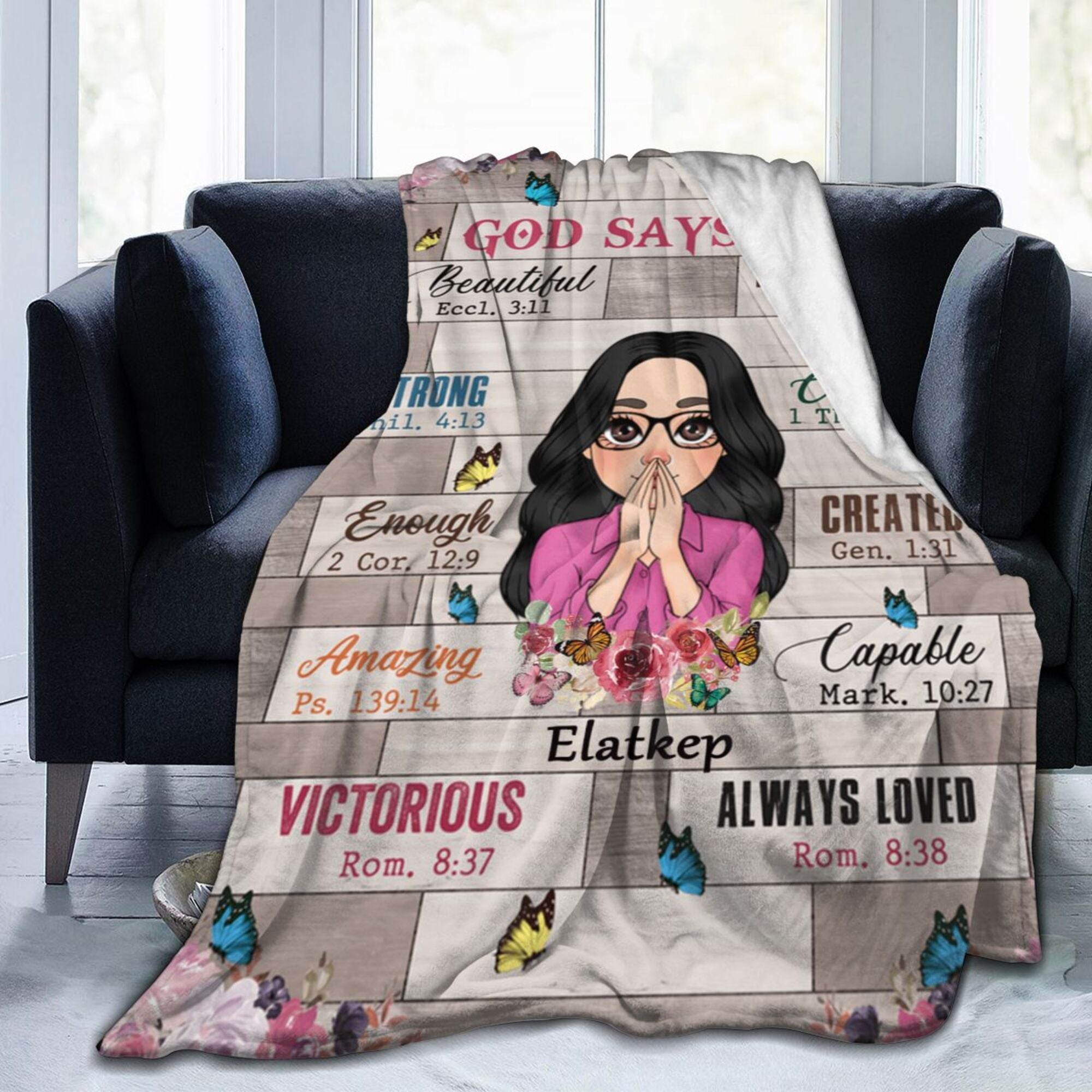 God Says I Am Floral - Personalized Blanket