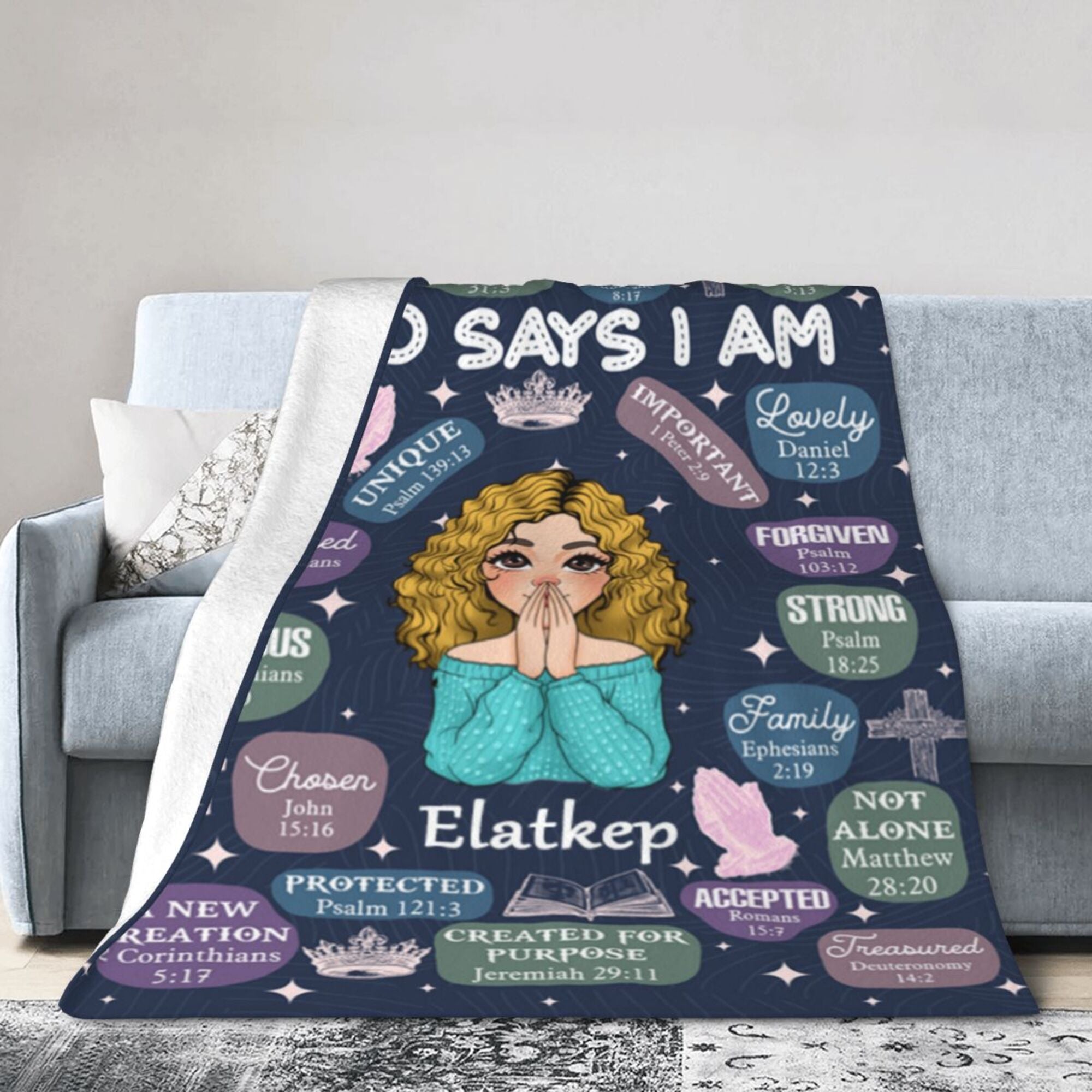 God Says I Am Dark Blue - Personalized Blanket