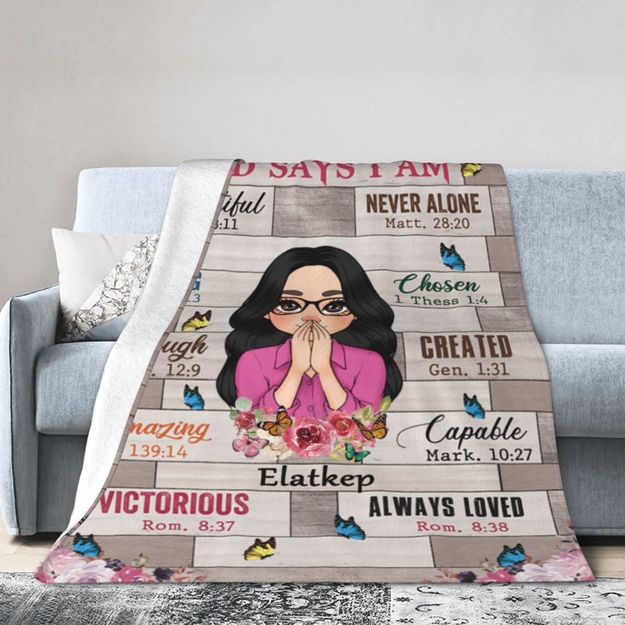 God Says I Am Floral - Personalized Blanket